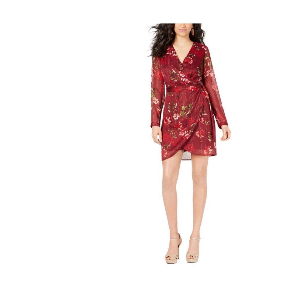 GUESS $128 Camilla Floral Flowy Faux-Wrap Dress 6